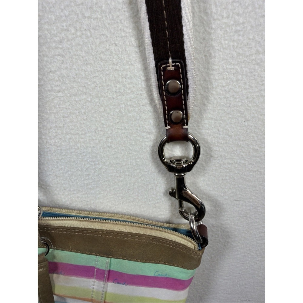 Coach Hampton Watercolor Striped Crossbody Bag Multicolor Canvas Suede F10718 - Picture 4 of 12